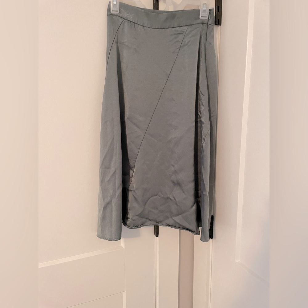 Light olive green silk skirt